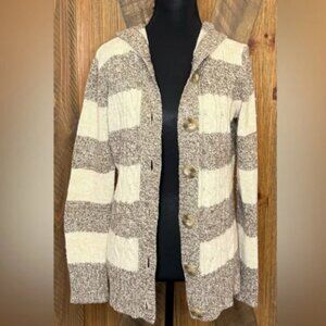 SO Cream and Brown Striped Cardigan